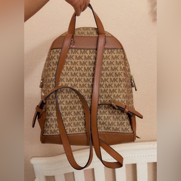 Michael Kors Tan and Brown Logo Backpack - Picture 2 of 4